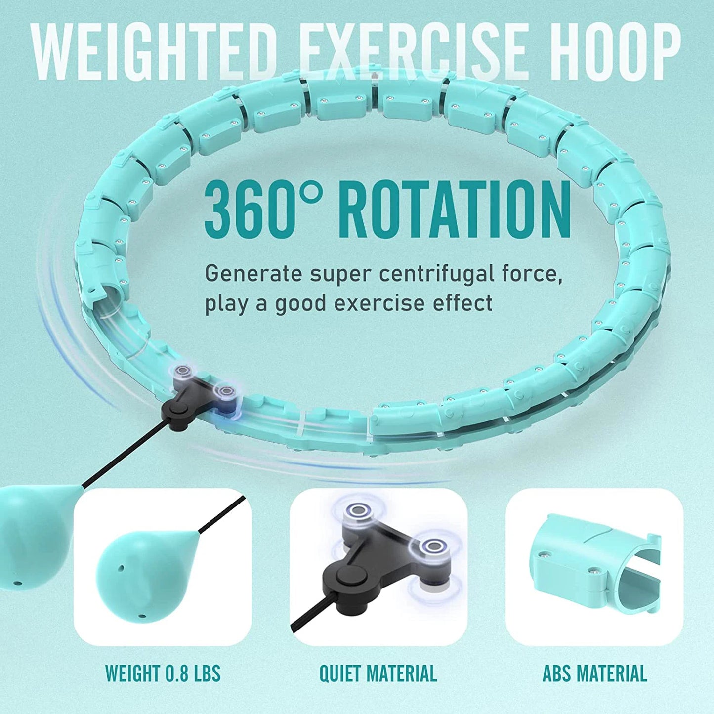 Hula Hoops lestés pour adultes Perte de poids Taille plus pour adultes Exercice intelligent 2 en 1 Ajustable avec nœuds détachables