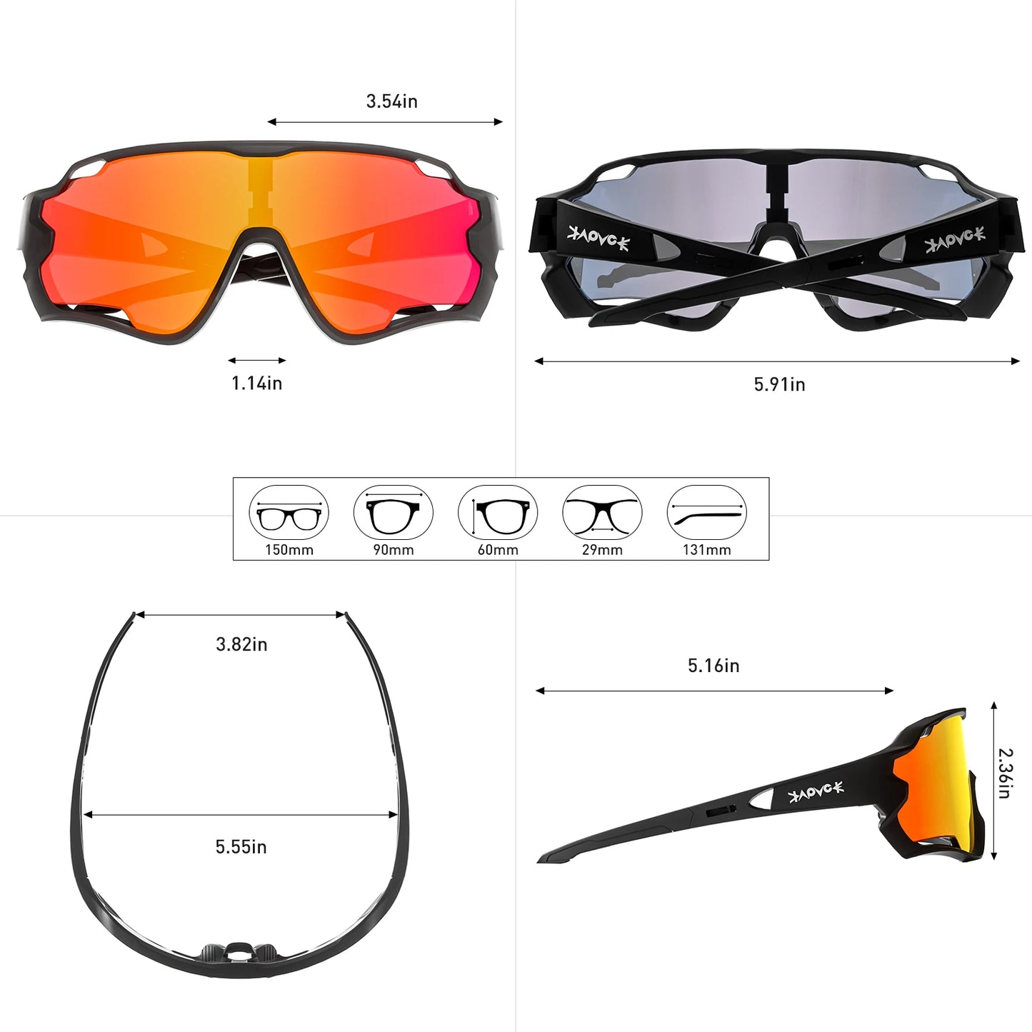 Nouveaux styles de lunettes de soleil sport UV400 unisexes, tendance